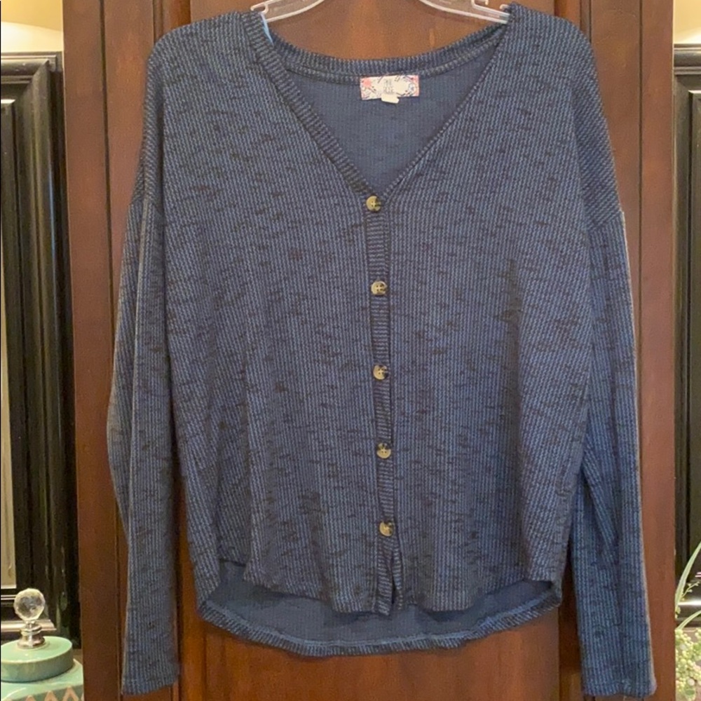 Blue and black top